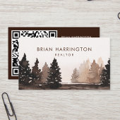 QR-code scannbare neutrale bos rustieke Waterverf Visitekaartje