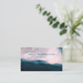 QR Code Scannbare Waterverf Moody Blauwgroen Roze Visitekaartje (Staand voorkant)