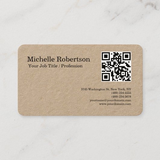 QR-code scannbare zwart wit minimalistische kraft Visitekaartje (Voorkant)