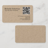 QR-code scannbare zwart wit minimalistische kraft Visitekaartje (Voorkant / Achterkant)