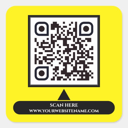 QR-code Scannen hier URL Sjabloon Business Vierkante Sticker (Voorkant)