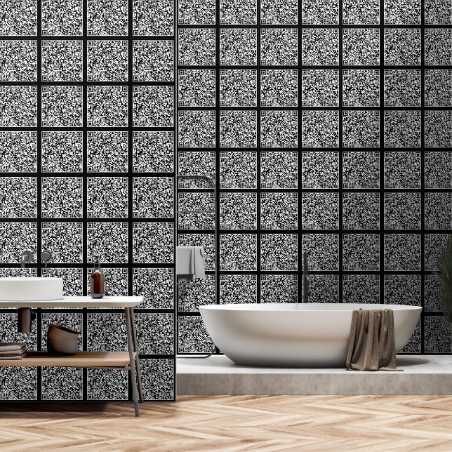QR-code scannen in uw eigen ontwerp aangepaste kle Behang (Badkamer)