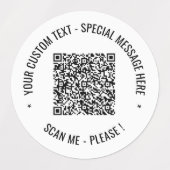 QR Code Scannen Info Aangepaste tekst- en kleurlab Labels (Design 2)