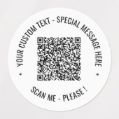 QR Code Scannen Info Aangepaste tekst- en kleurlab Labels (Design 1)