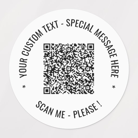 QR Code Scannen Info Aangepaste tekst- en kleurlab Labels (Design 1)