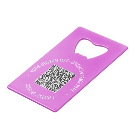 QR Code Scannen Info Aangepaste tekst Kleuren Bots Creditkaart Flessenopener (Voorkant Gekanteld)