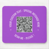 QR Code Scannen Info Aangepaste tekst Muismat Kleu (Voorkant)