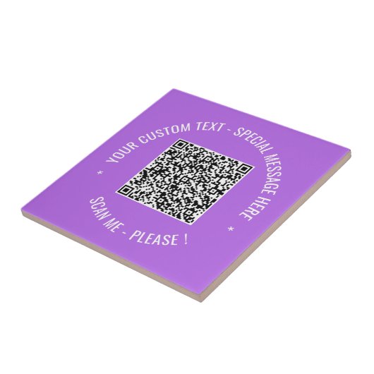 QR Code Scannen Info Aangepaste tekstkleuren Keram Tegeltje (Zijkant)