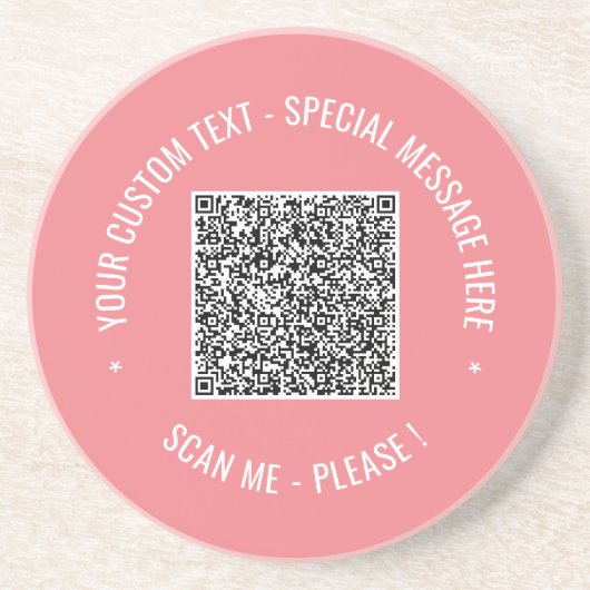 QR Code Scannen Info Aangepaste tekstkleuren Onder Zandsteen Onderzetter (Voorkant)