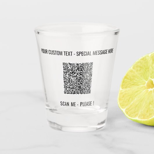 QR Code Scannen Info Aangepaste tekstkleuren Shot Glas (Voorkant)