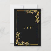 QR Code Scannen Info Zwart gouden bruiloft Uitnodi (Achterkant)