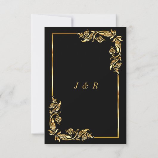 QR Code Scannen Info Zwart gouden bruiloft Uitnodi (Achterkant)