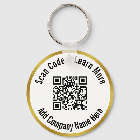 QR-code scannen Meer informatie Bedrijfsnaam Goud Sleutelhanger (Voorkant)