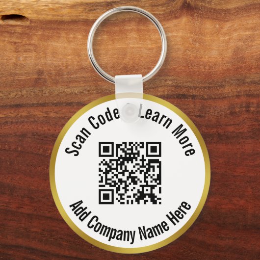 QR-code scannen Meer informatie Bedrijfsnaam Goud Sleutelhanger (Achterkant)