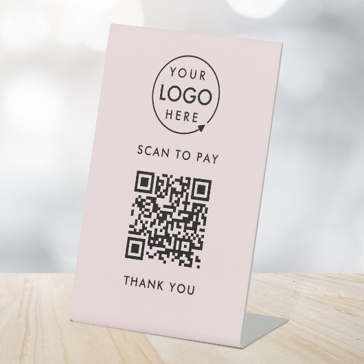 QR-code Scannen naar betaling | Roze zakelijke Log Reclamebord Met Voetstuk