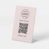 QR-code Scannen naar betaling | Roze zakelijke Log Reclamebord Met Voetstuk (Voorkant)