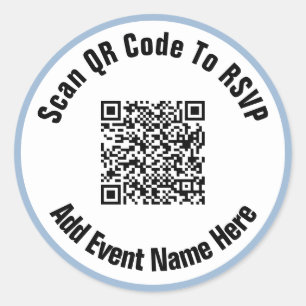 QR-code scannen naar RSVP Event Black White Baby B Ronde Sticker