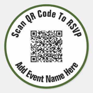QR-code scannen naar RSVP Event Black White en Gre Ronde Sticker