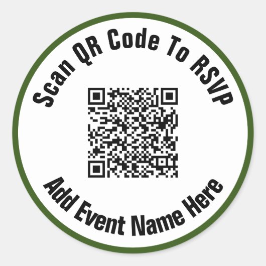 QR-code scannen naar RSVP Event Black White en Gre Ronde Sticker (Voorkant)