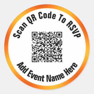 QR-code scannen naar RSVP Event Name Black White S Ronde Sticker