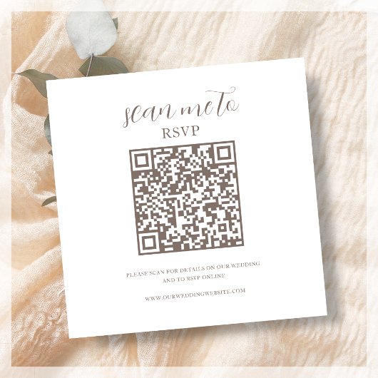 QR-code Scannen naar RSVP White Brown Enclosure Ca Informatiekaartje