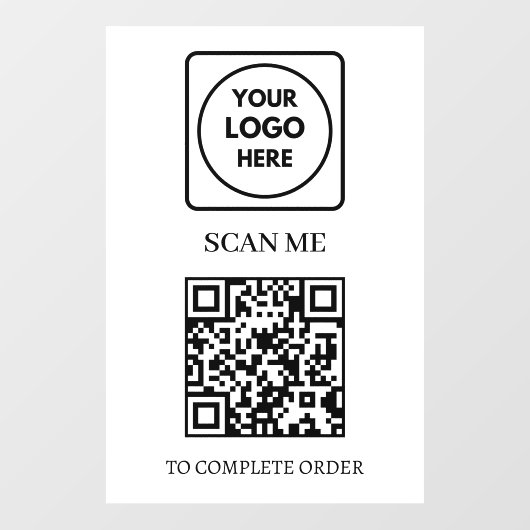 QR-code scannen om te bestellen | Bedrijfslogo wee Raamsticker (Vel)