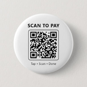 QR-code scannen om te betalen Minimalistische witt Ronde Button 5,7 Cm