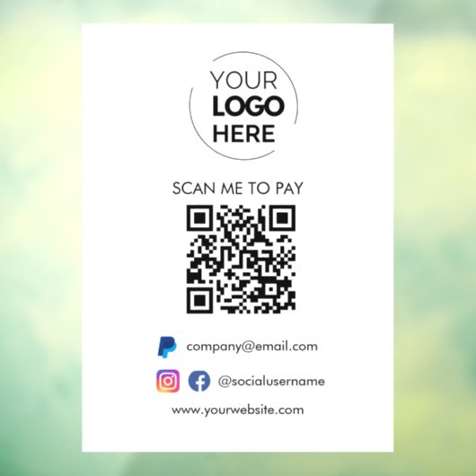 QR Code Scannen om te betalen | PayPal Betaling Za Raamsticker (Vel 3)