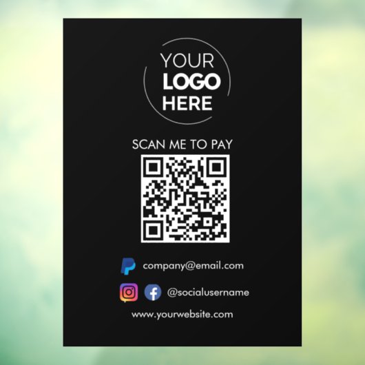 QR Code Scannen om te betalen | PayPal-betaling zw Raamsticker (Vel 3)
