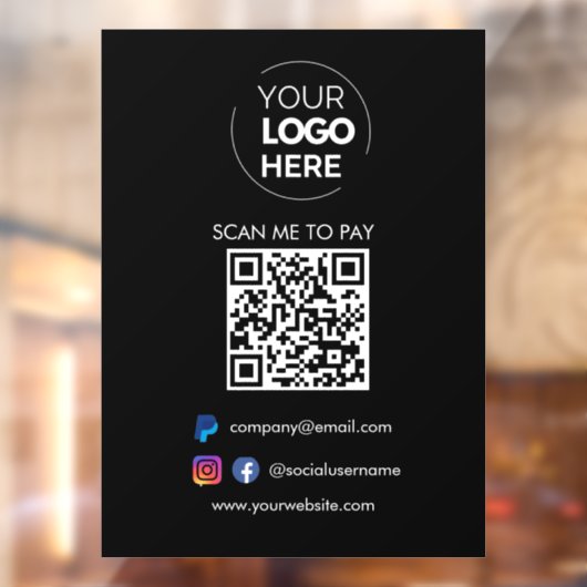 QR Code Scannen om te betalen | PayPal-betaling zw Raamsticker (Vel 2)