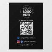 QR Code Scannen om te betalen | PayPal-betaling zw Raamsticker (Vel)