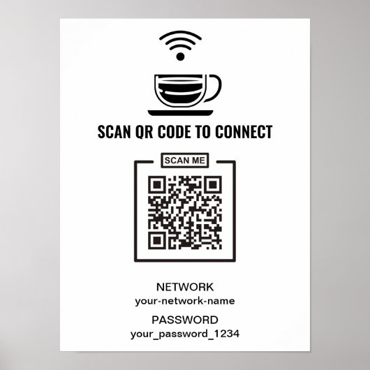QR-code scannen om toegang tot internetwachtwoord  Poster (Voorkant)