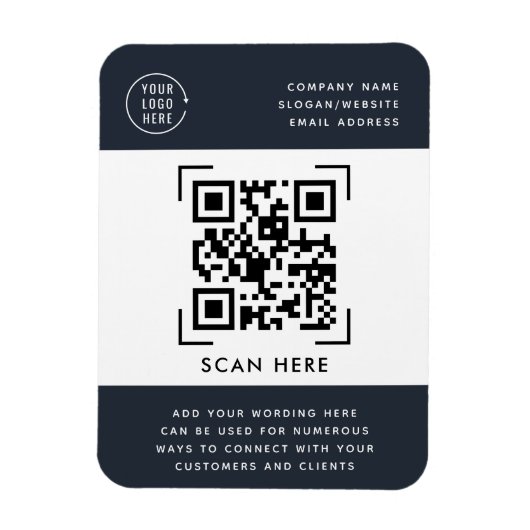 QR-code scannen | Promotionele bedrijfslogo Magneet (Verticaal)