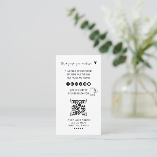 QR-code Scannen Review | Productdank Visitekaartje (Staand voorkant)