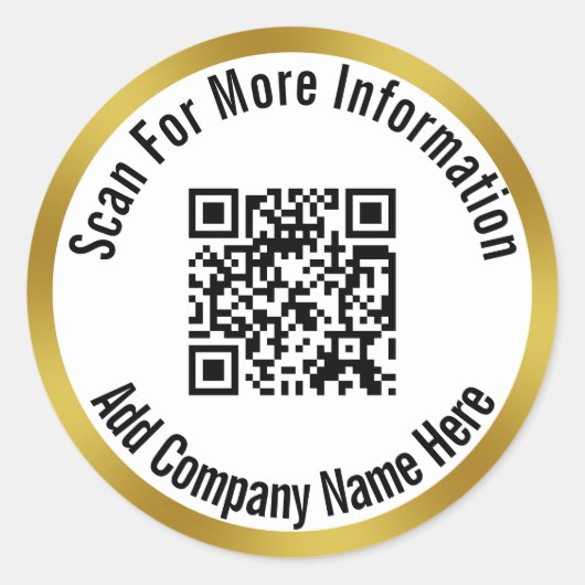 QR-code scannen voor meer informatie en bedrijfsna Ronde Sticker (Voorkant)