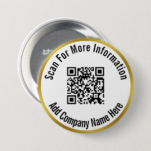 QR-code scannen voor meer informatie Gold en wit Ronde Button 7,6 Cm