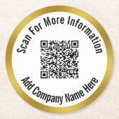 QR-code scannen voor meer informatie Gold en wit Ronde Kartonnen Onderzetter (Voorkant)
