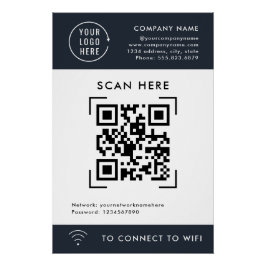 QR-code Scannen WiFi | Contactloze zakelijke Logo Perfect Poster