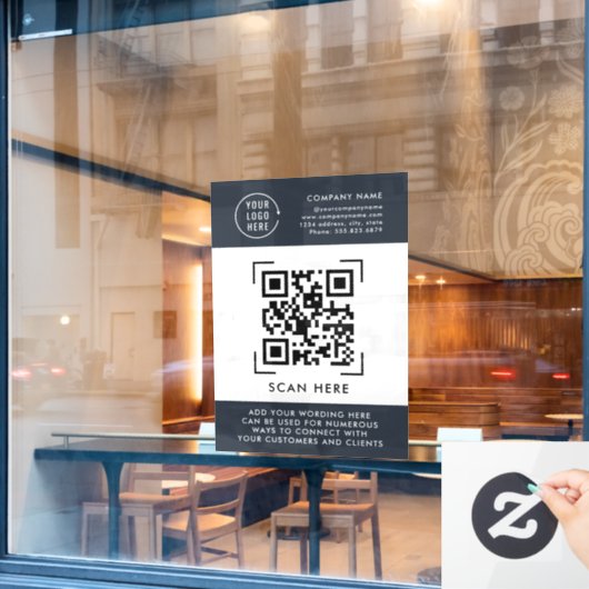 QR-code scannen | Zakelijk logo professioneel Raamsticker (Cafe Raam)