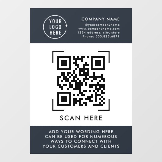 QR-code scannen | Zakelijk logo professioneel Raamsticker (Vel)