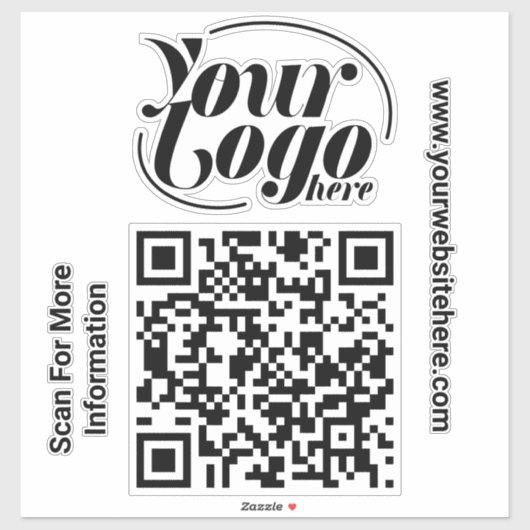QR Code Scanner Custom Text Business Professional Sticker (Vel)