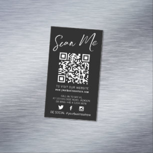 Qr code scant zwart monotone eenvoudig sociaal magnetisch visitekaartje