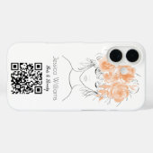 QR code schattig meisje perzik waterverf rozen flo Case-Mate iPhone Case (Achterkant (horizontaal))
