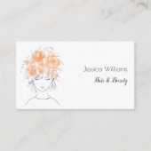 QR code schattig meisje perzik waterverf rozen flo Visitekaartje (Voorkant)