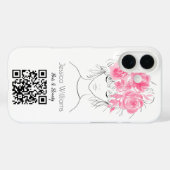 QR code schattig meisje roze waterverf rozen flora Case-Mate iPhone Case (Achterkant (horizontaal))