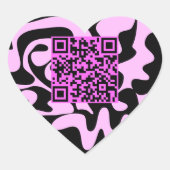 QR Code Schattige Roze en Zwart Groovy Squiggles Hart Sticker (Voorkant)