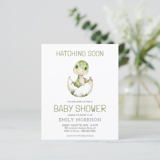 QR Code Schattigee Dinosaur Hatching Soon Baby sho (Staand voorkant)