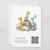 QR Code Schattigee Dinosaur Hatching Soon Baby sho Kaart (Achterkant)