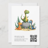 QR Code Schattigee Dinosaur Hatching Soon Baby sho Kaart (Achterkant)