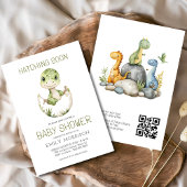 QR Code Schattigee Dinosaur Hatching Soon Baby sho Kaart